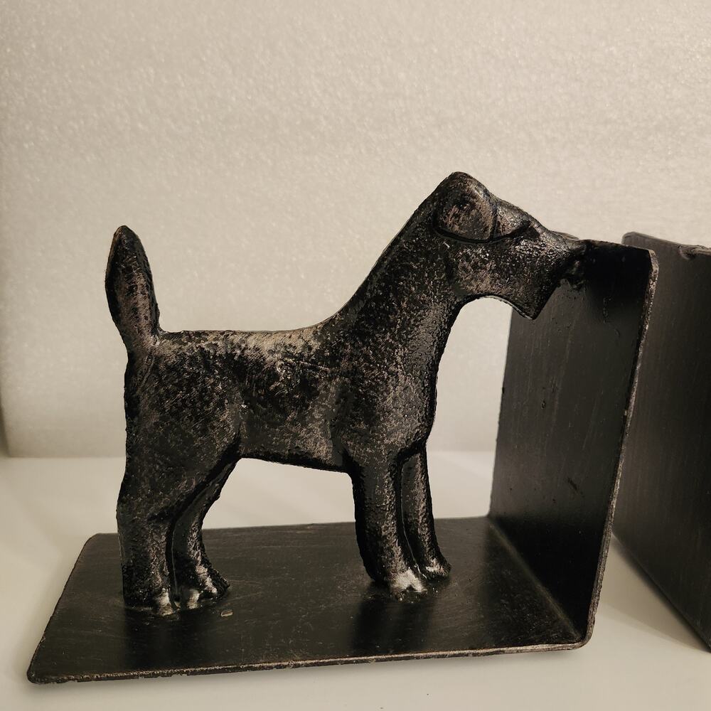 Vtg 1920's Cast Iron Airedale Terrier Dog Bookends Art Deco Style - Picture 7 of 13